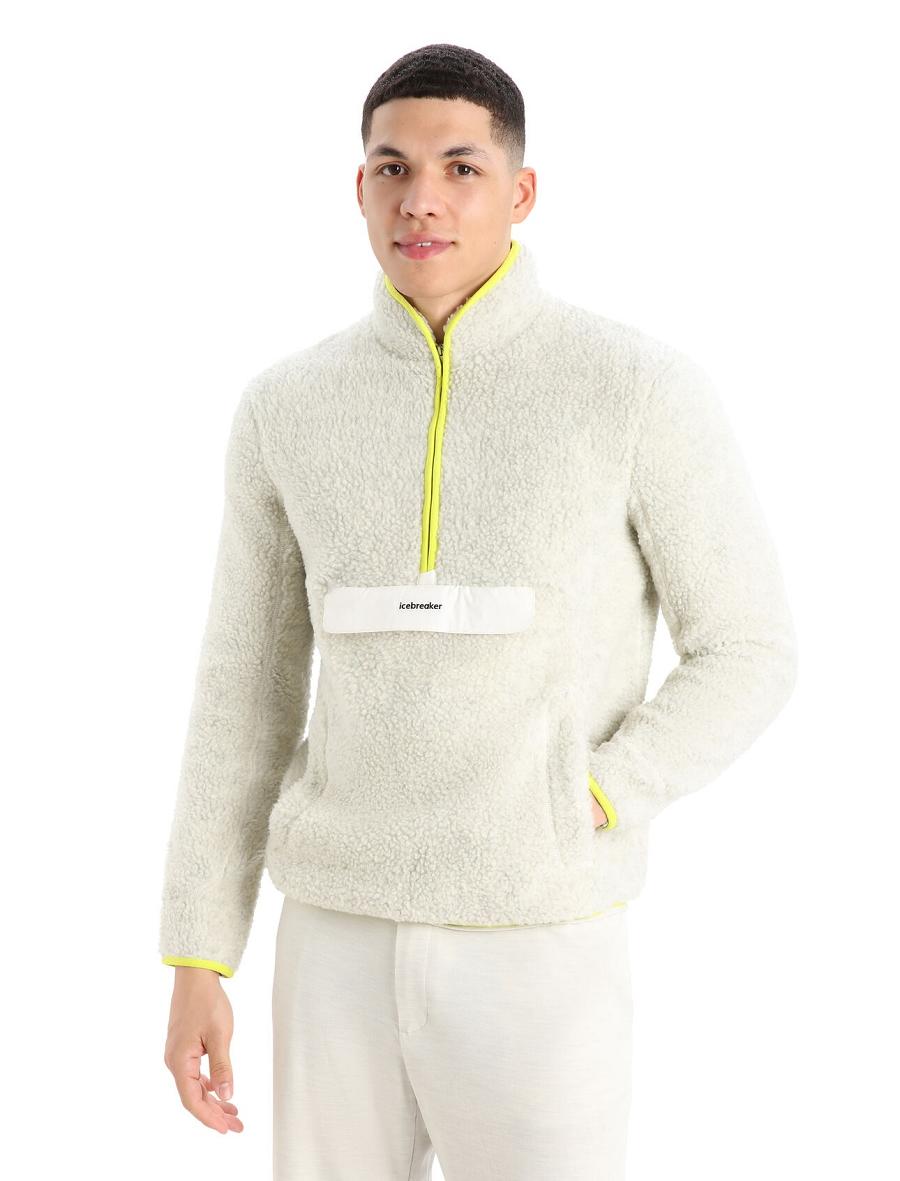 Sweat À Capuche Icebreaker RealFleece™ Merino High Pile Long Sleeve Half Zip Homme Blanche | FR 1250FDNM